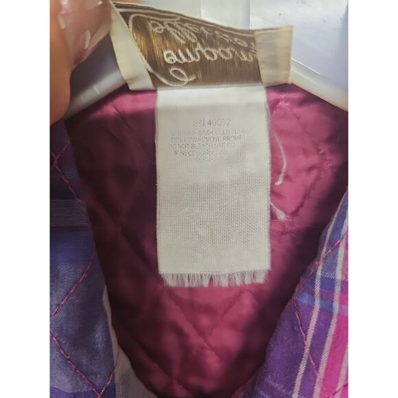 Vintage Quilted Vest Medium Purple Womens Plaid Button Front Sleeveless Preppy - Picture 3 of 6